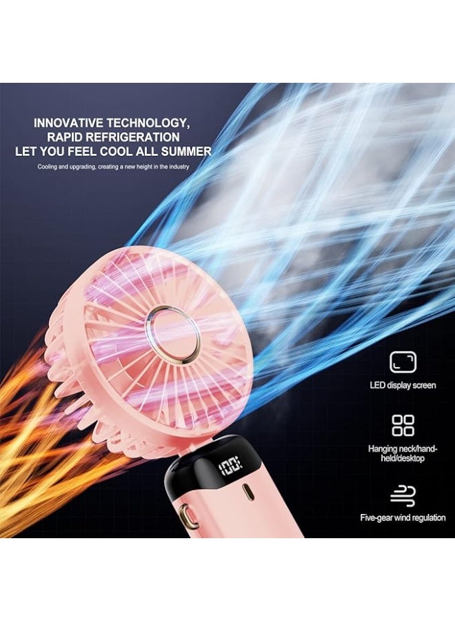 Small Portable Handheld Fan USB 5000mAh with Scented Disc and Lanyard for Effective Cooling and Modern Design in Elegant Pink Color - Image 4